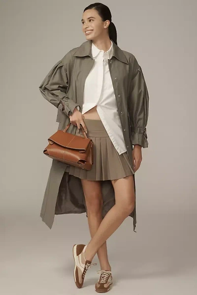 By Anthropologie Belted Trench Coat Jacket In Green