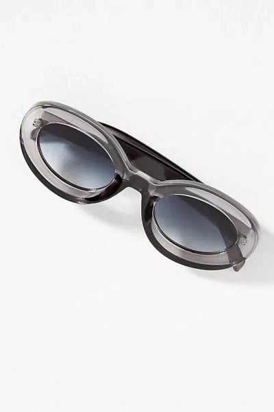 By Anthropologie Bevel Oversized Oval Sunglasses In Grey