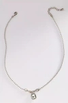 By Anthropologie Bezel Crystal Pendant Ball Chain Necklace In Gray