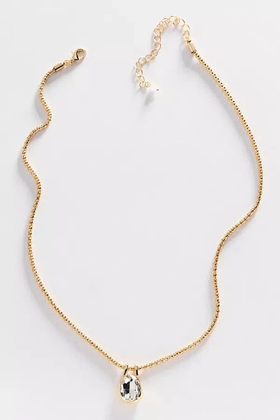 By Anthropologie Bezel Crystal Pendant Necklace In Gold