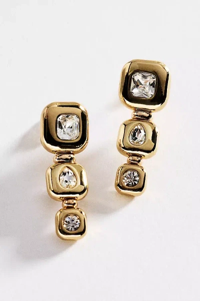 By Anthropologie Bezel Crystal Square Drop Earrings In Gold