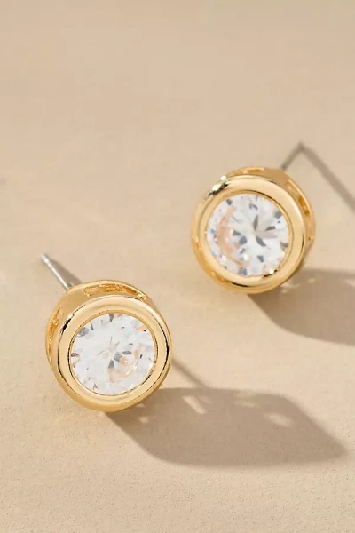 By Anthropologie Bezel Crystal Stud Earrings In Gold