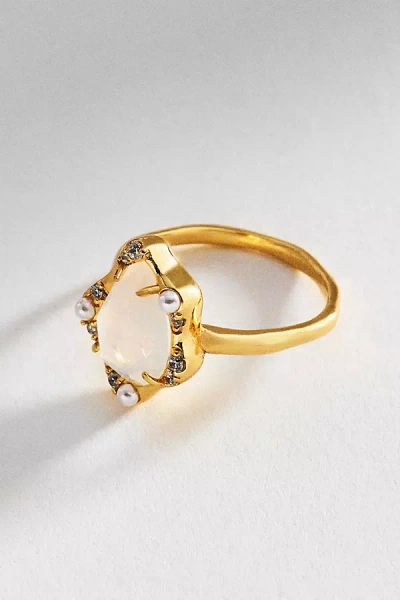 By Anthropologie Bezel Freeform Gem Ring In Gold