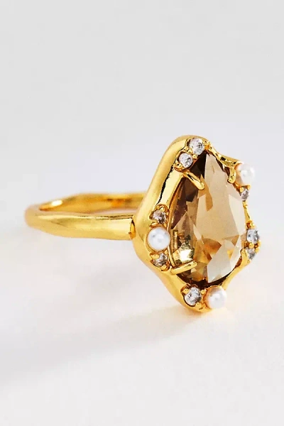 By Anthropologie Bezel Freeform Gem Ring In Gold