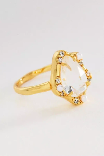 By Anthropologie Bezel Freeform Gem Ring In Transparent