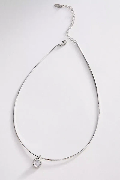 By Anthropologie Bezel Pendant Collar Necklace In Silver