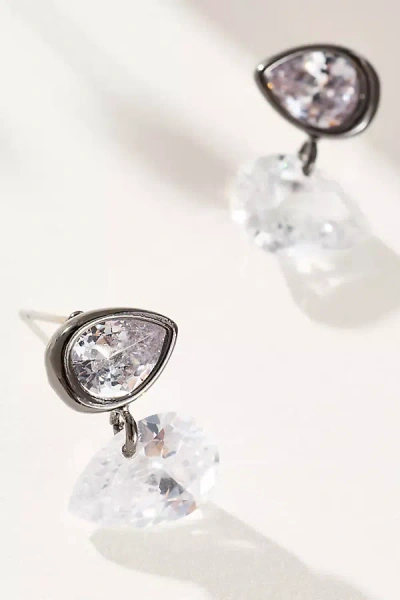 By Anthropologie Bezel Teardrop Earrings In Transparent