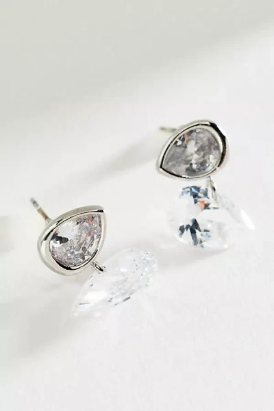 By Anthropologie Bezel Teardrop Earrings In Silver