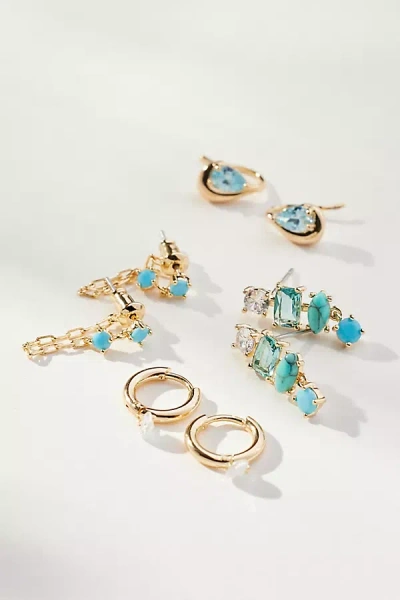 By Anthropologie Birthstone Earrings, Set Of 4 In Blue