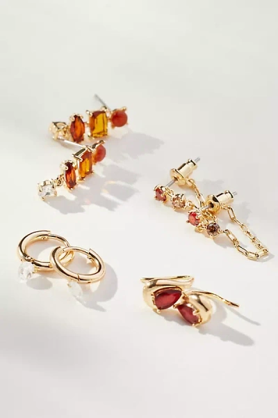 By Anthropologie Birthstone Earrings, Set Of 4 In Purple