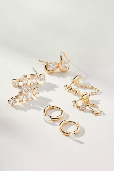 By Anthropologie Birthstone Earrings, Set Of 4 In Transparent