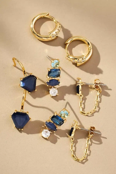 By Anthropologie Birthstone Huggie Earrings, Set Of 4 In Blue