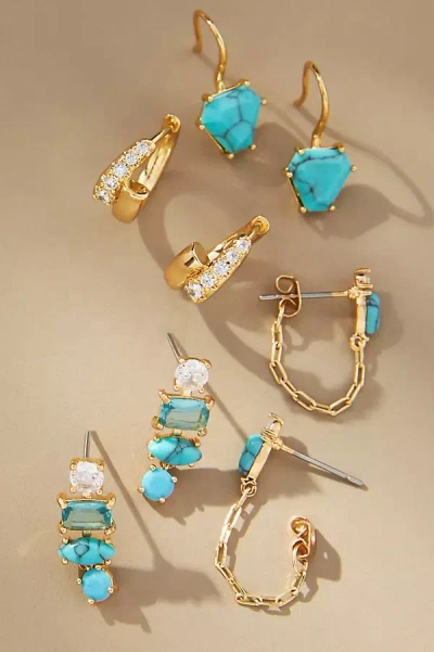 By Anthropologie Birthstone Huggie Earrings, Set Of 4 In Blue