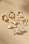 By Anthropologie Birthstone Huggie Earrings, Set Of 4 In White