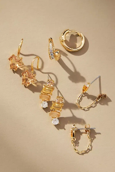 By Anthropologie Birthstone Huggie Earrings, Set Of 4 In Yellow