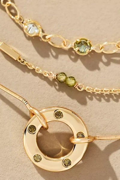 By Anthropologie Birthstone Layered Necklace In Green