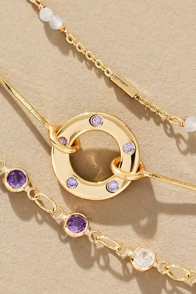 By Anthropologie Birthstone Layered Necklace In Purple