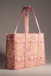 By Anthropologie Block Print Tote In Yellow