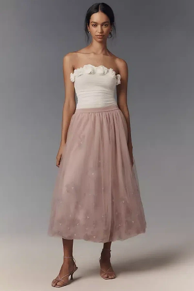 By Anthropologie Blossom Bubble Midi Skirt In Purple