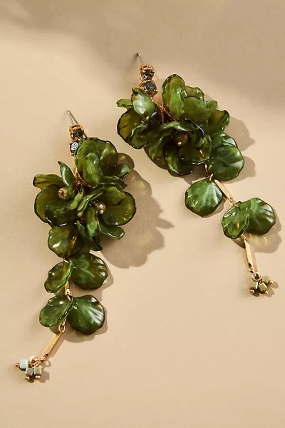 By Anthropologie Blossom Drop Earrings In Green