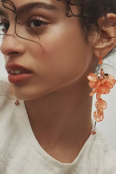 By Anthropologie Blossom Drop Earrings In Orange