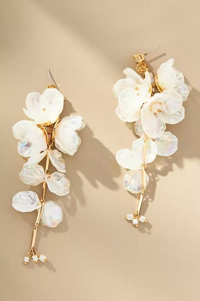 By Anthropologie Blossom Drop Earrings In White