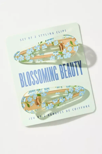 By Anthropologie Blossoming Beauty Crease-free Hair Clips, Set Of 2 In Blue
