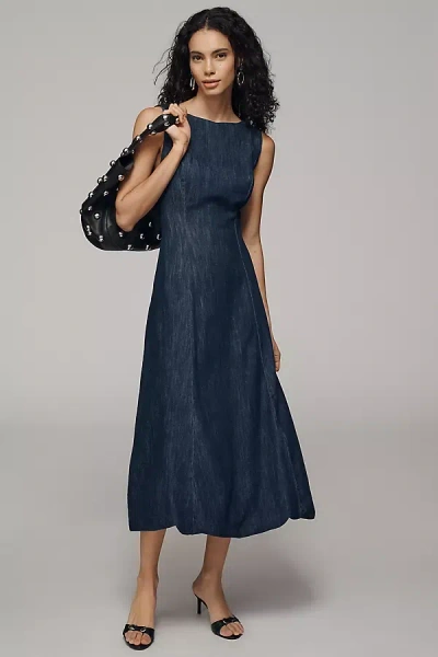 By Anthropologie Boat-neck Denim Midi Dress In Blue