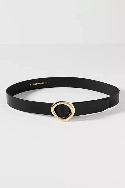 By Anthropologie Bold Round Buckle Belt In Black