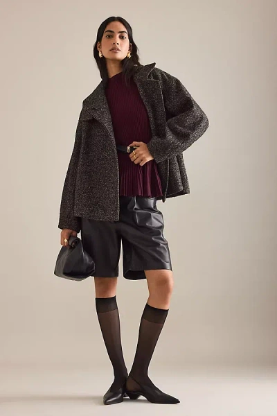 By Anthropologie Bouclé Wool Blend Jacket In Burgundy