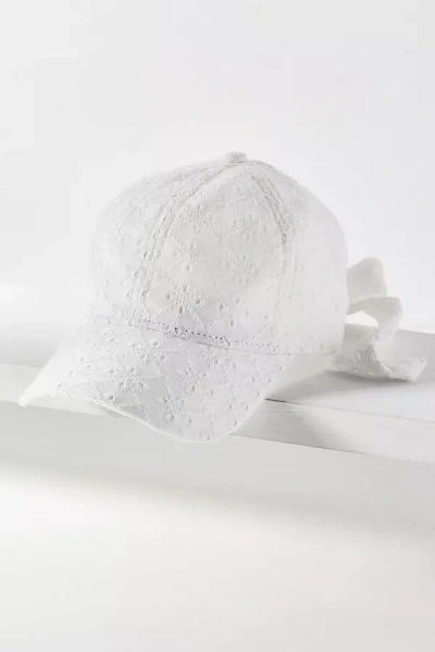 By Anthropologie Bow Back Baseball Cap In White
