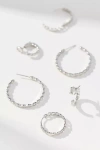 By Anthropologie Braided Crystal Hoop Earrings, Set Of 3 In Silver