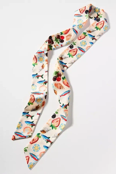 By Anthropologie Bright Icon Printed Hair Scarf In Sand