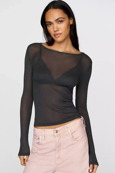 By Anthropologie Bruna Cashmere Blend Ribbed Top In Black