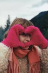 By Anthropologie Brushed Cozy Mittens In Pink