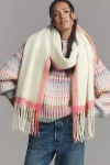 By Anthropologie Brushed Fringe Scarf In Neutral