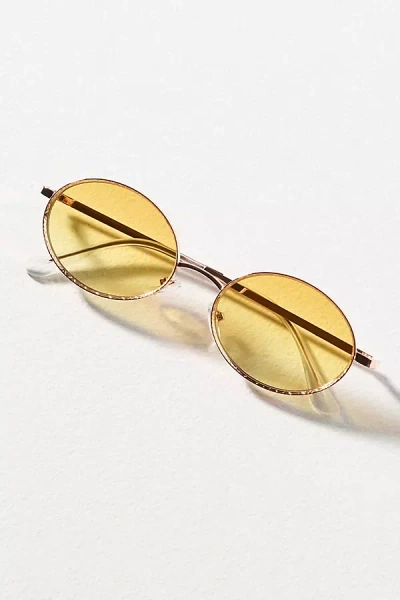 By Anthropologie Brushed Metal Oval Sunglasses In Pink
