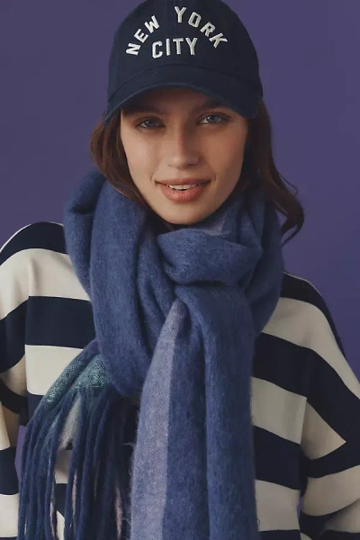By Anthropologie Brushed Wool Fringe Scarf In Blue