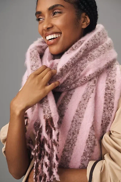 By Anthropologie Brushed Woven Scarf: Vertical Stripe Edition In Pink