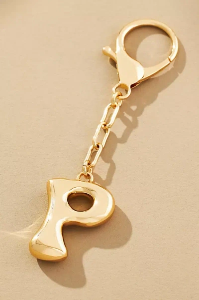 By Anthropologie Bubble Letter Monogram Bag Charm In Gold