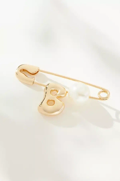 By Anthropologie Bubble Letter Monogram Safety Pin Brooch