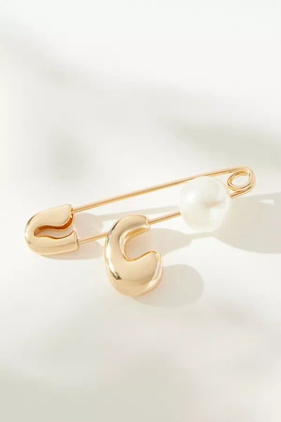 By Anthropologie Bubble Letter Monogram Safety Pin Brooch