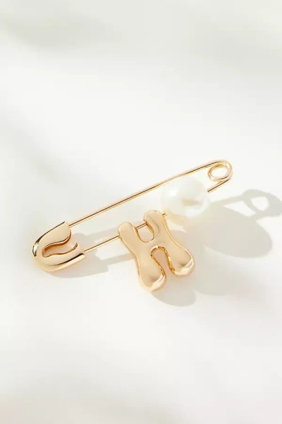 By Anthropologie Bubble Letter Monogram Safety Pin Brooch