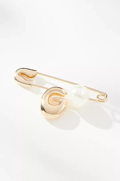 By Anthropologie Bubble Letter Monogram Safety Pin Brooch