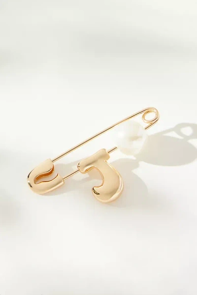 By Anthropologie Bubble Letter Monogram Safety Pin Brooch