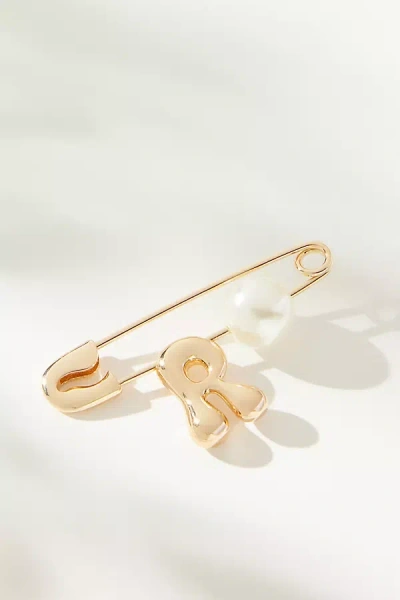 By Anthropologie Bubble Letter Monogram Safety Pin Brooch