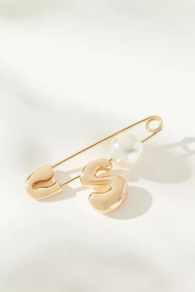 By Anthropologie Bubble Letter Monogram Safety Pin Brooch