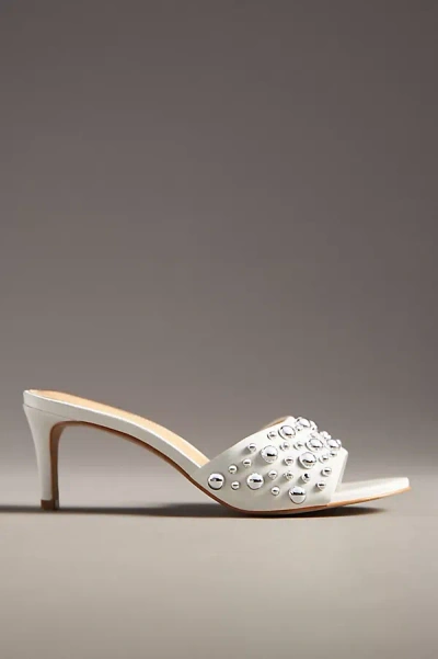 By Anthropologie Bubble Stud Mule Heels In White