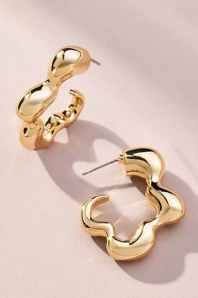 By Anthropologie Bubbled Oblong Hoop Earrings In Gold
