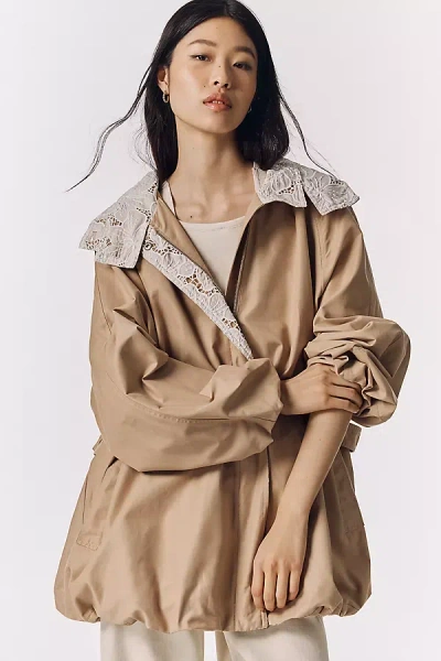 By Anthropologie Bubble-hem Anorak Jacket In Brown